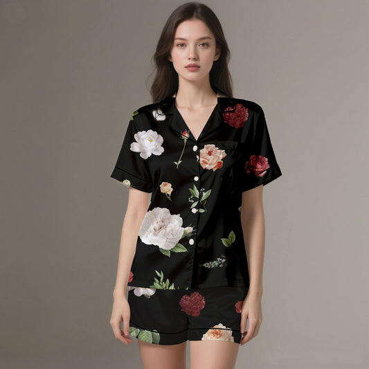 PJ-0004 - Soft Flower Silk Sleepwear