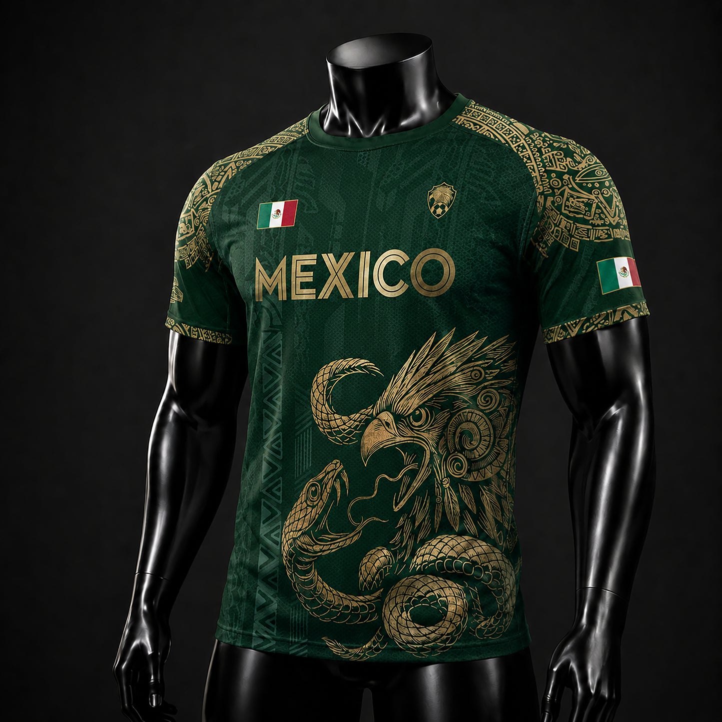 SJ-339-Mexican Pride Warrior Graphic Tee Collection, Premium Aztec Pattern Jersey Top Apparel Pack FREE SHIPING