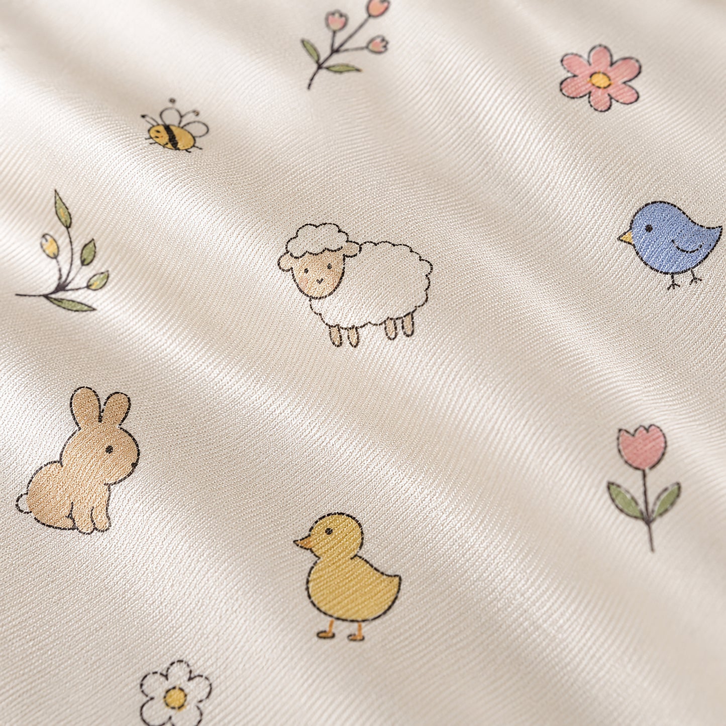 PJ-367-Satin Cherish Animal Pajama Apparel, Blue Bird Rabbit Loungewear Sleepwear Collection Nightwear