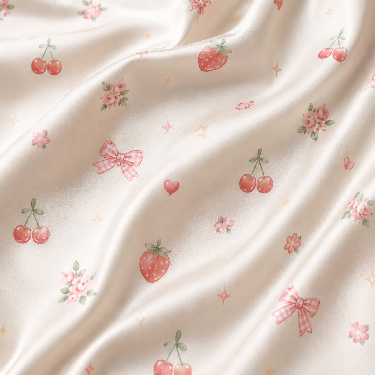 PJ-387-Alabaster Silk Rose Pajama Apparel, Crimson Floral Graphic Loungewear Sleepwear Collection Raiment