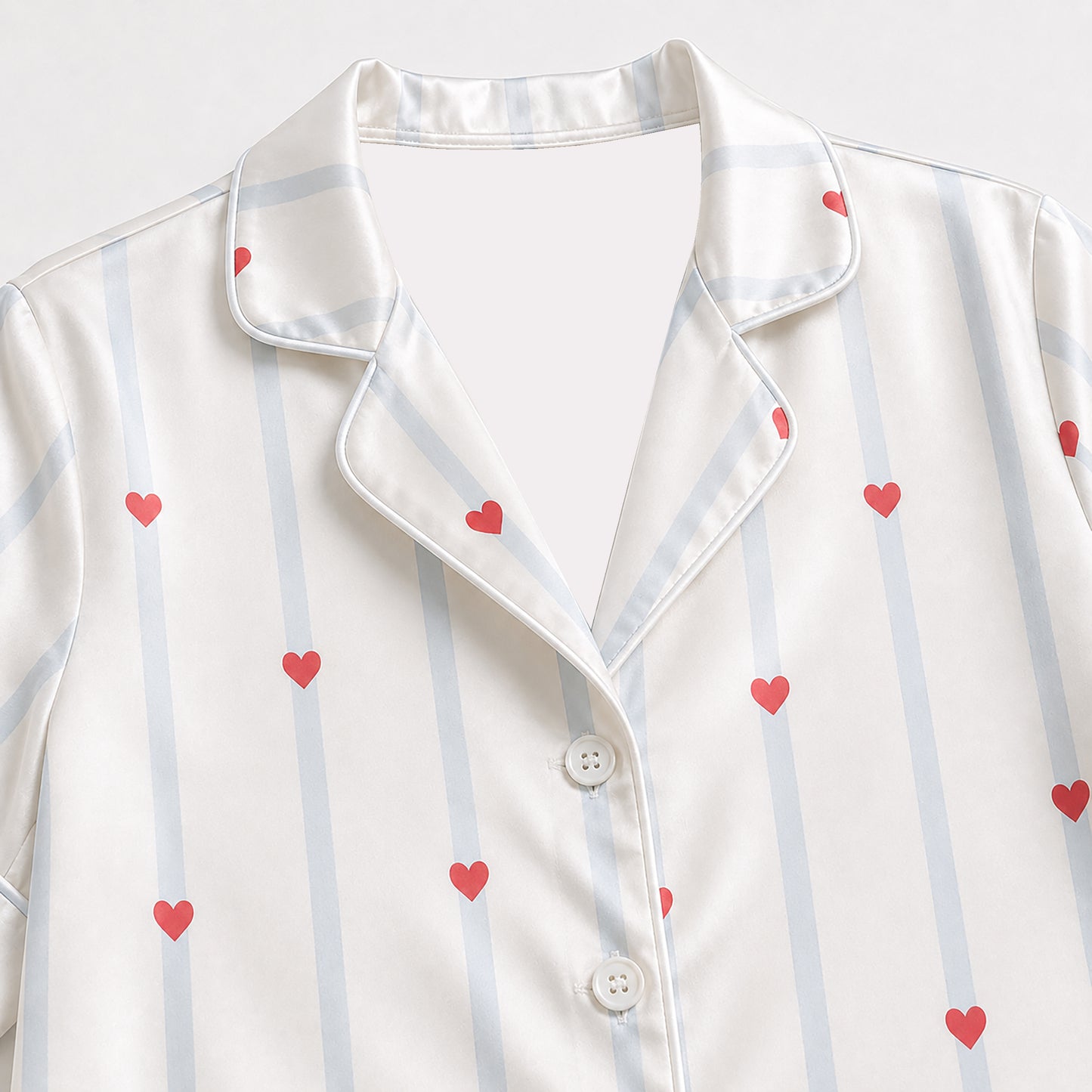 PJ-397-Alabaster Silk Valentine Pajama Apparel, Sky Stripe Graphic Short Sleeve Loungewear Sleepwear Collection Raiment
