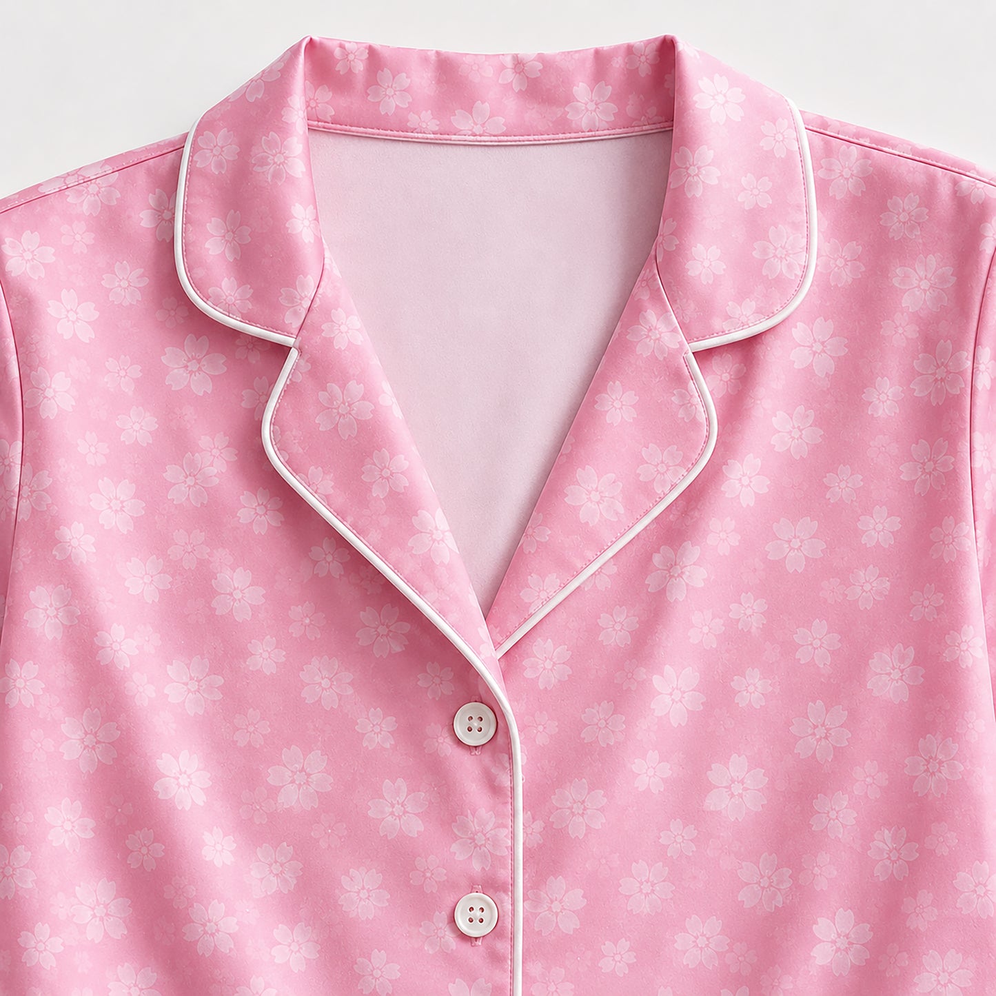 PJ-475-Rose Silk Retro Sakura Pajama Apparel, Colorful Botanical Graphic Loungewear Sleepwear Collection Top Bottom Raiment