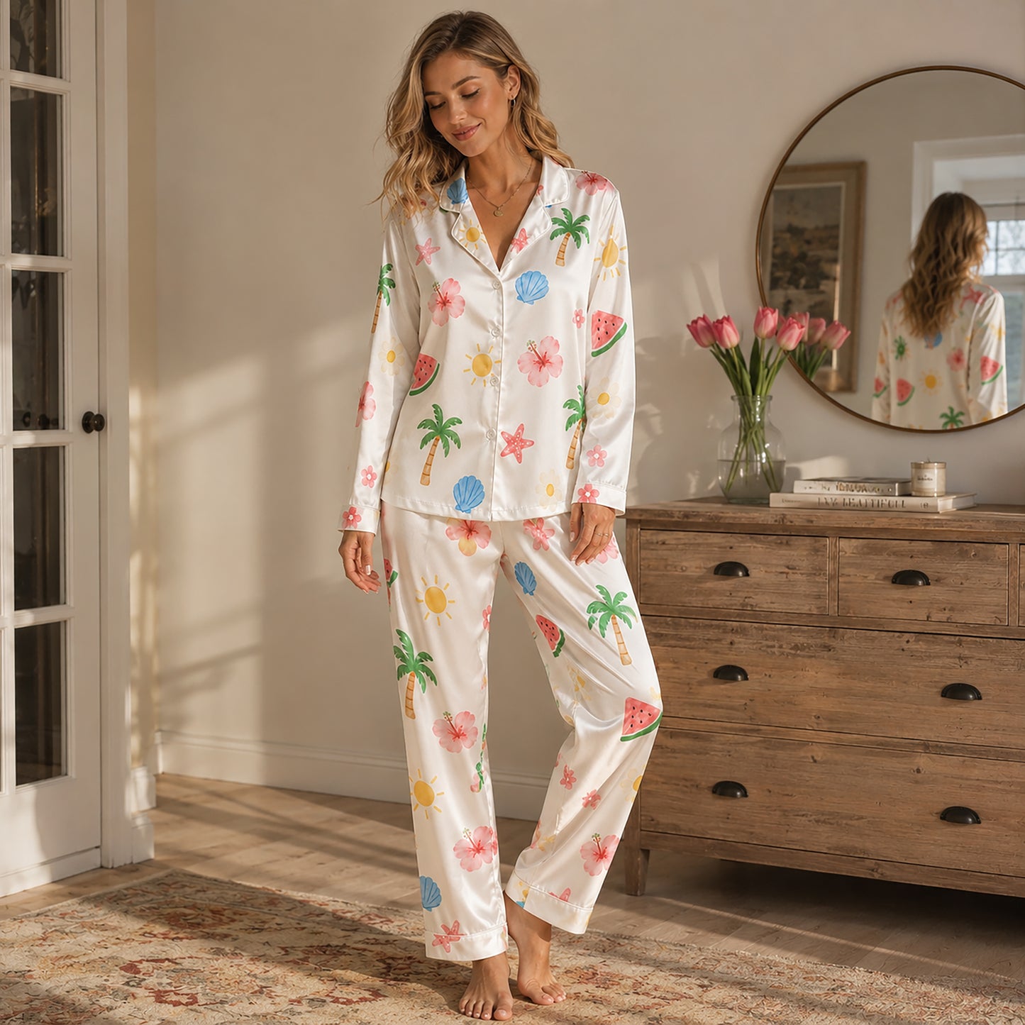 PJ-504-Tropical Pajama Apparel, Summer Pattern Loungewear Sleepwear Collection Top Bottom Clothing