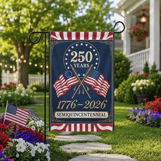 FL-279-250 Years American Semiquincentennial Patriotic Garden House Flag Combo, 1776-2026 United States Celebration Banner FREE SHIPPING