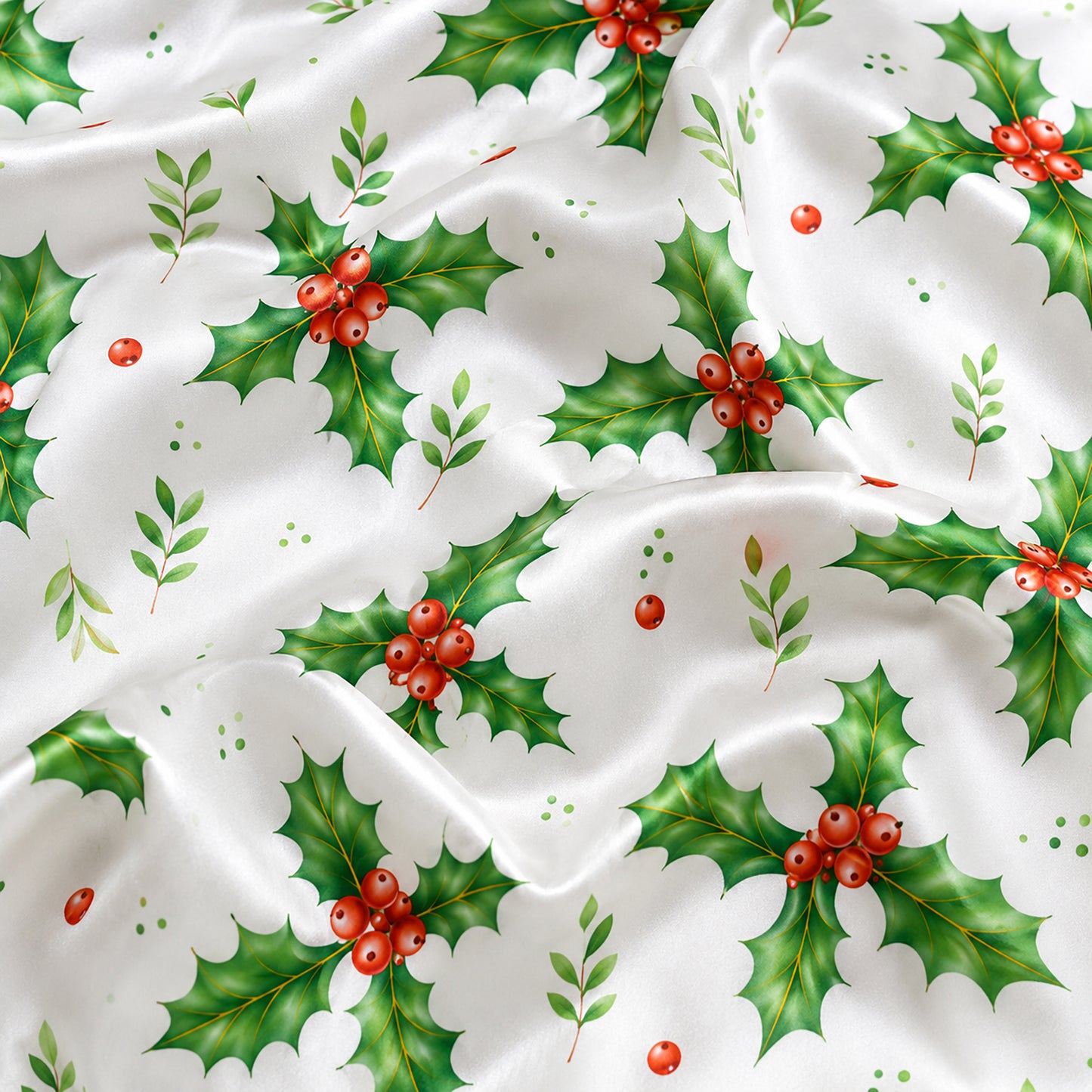 PJ-677-Merry Mistletoe Satin Pajama Set, Cozy Christmas Sleepwear, Festive Winter Loungewear, Thoughtful Holiday Gift
