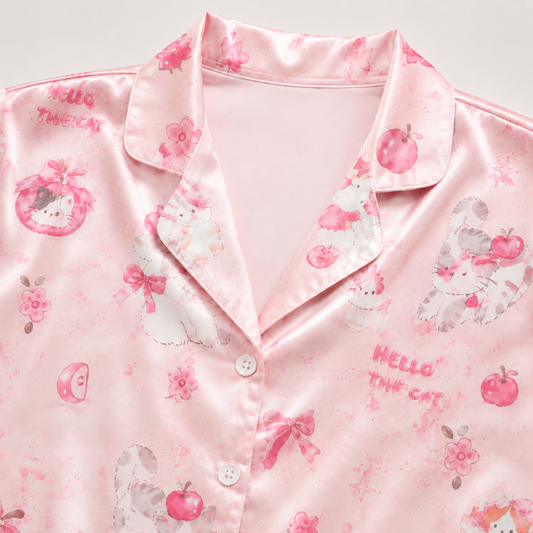 PJ-M210-Soft Salmon Poly Pajama Apparel, Refined Floral Graphic Sleepwear and Comfortable Loungewear Set