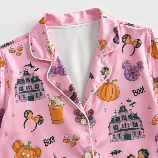 PJ-M306-Classic Halloween Pattern Sleepwear Set Crafted From Soft And Breathable Fabric For A Relaxed At-Home Fit