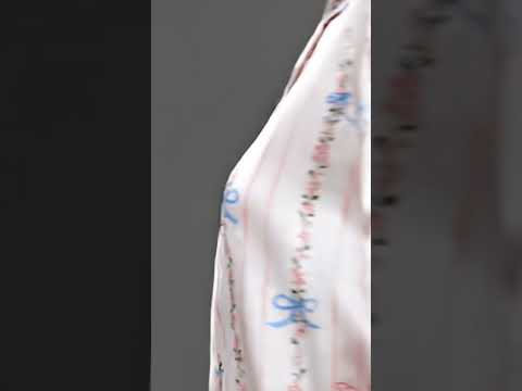 PJ-310-Women's Button Down Satin Pajama Sleepwear Set Pink Striped Floral Bow Print