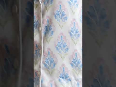 PJ-320-Women's Satin Pajamas Watercolor Medallion Floral Print Button Up Set
