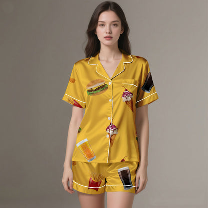 PJ-0007  - Soft Food Silk Sleepwear