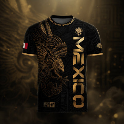 SJ-338-Mexico Concept Soccer Jersey Collection, Aztec Calendar Gold Print Athletic Sportswear Apparel Set FREE SHIPING