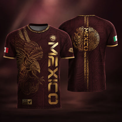 SJ-338-Mexico Concept Soccer Jersey Collection, Aztec Calendar Gold Print Athletic Sportswear Apparel Set FREE SHIPING
