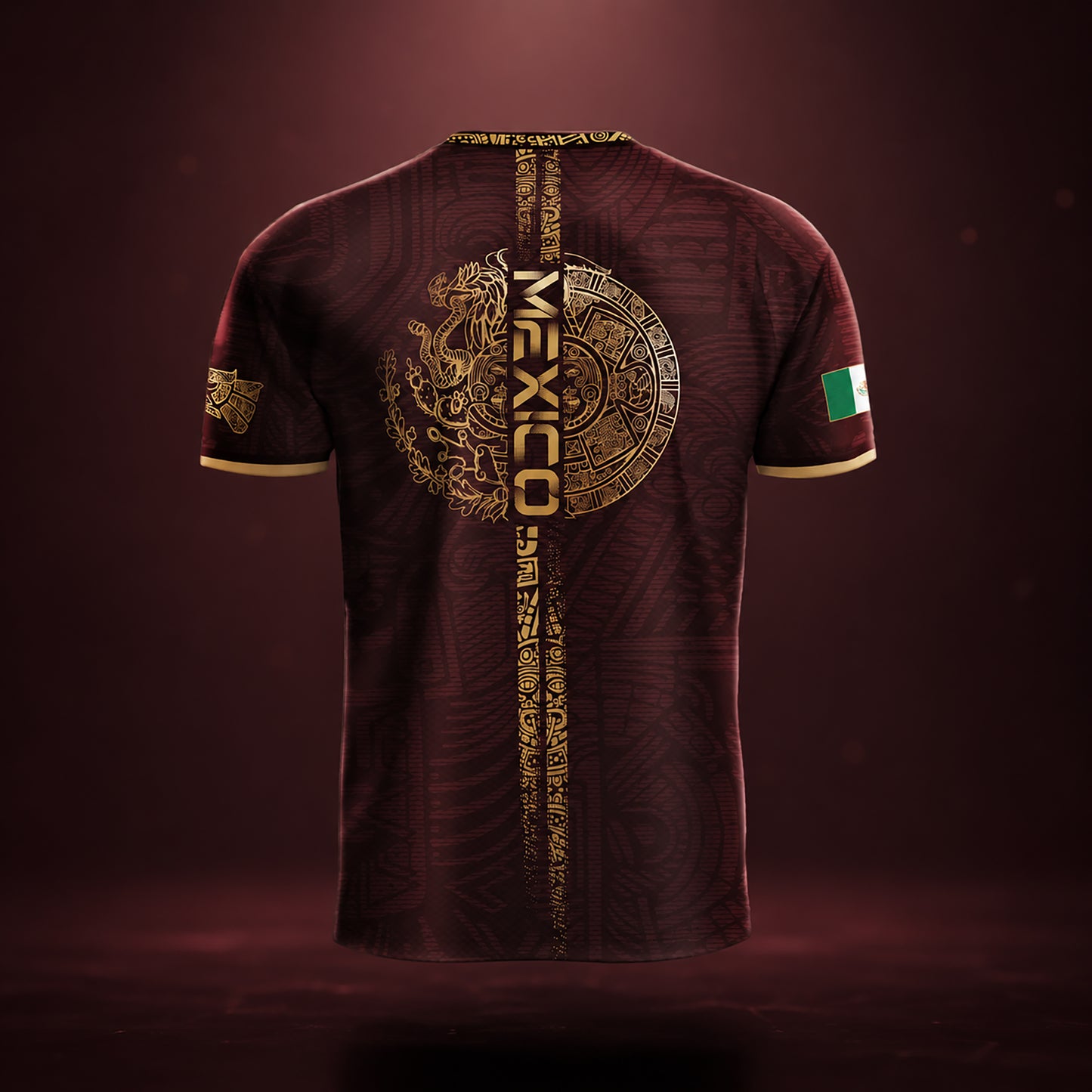 SJ-338-Mexico Concept Soccer Jersey Collection, Aztec Calendar Gold Print Athletic Sportswear Apparel Set FREE SHIPING