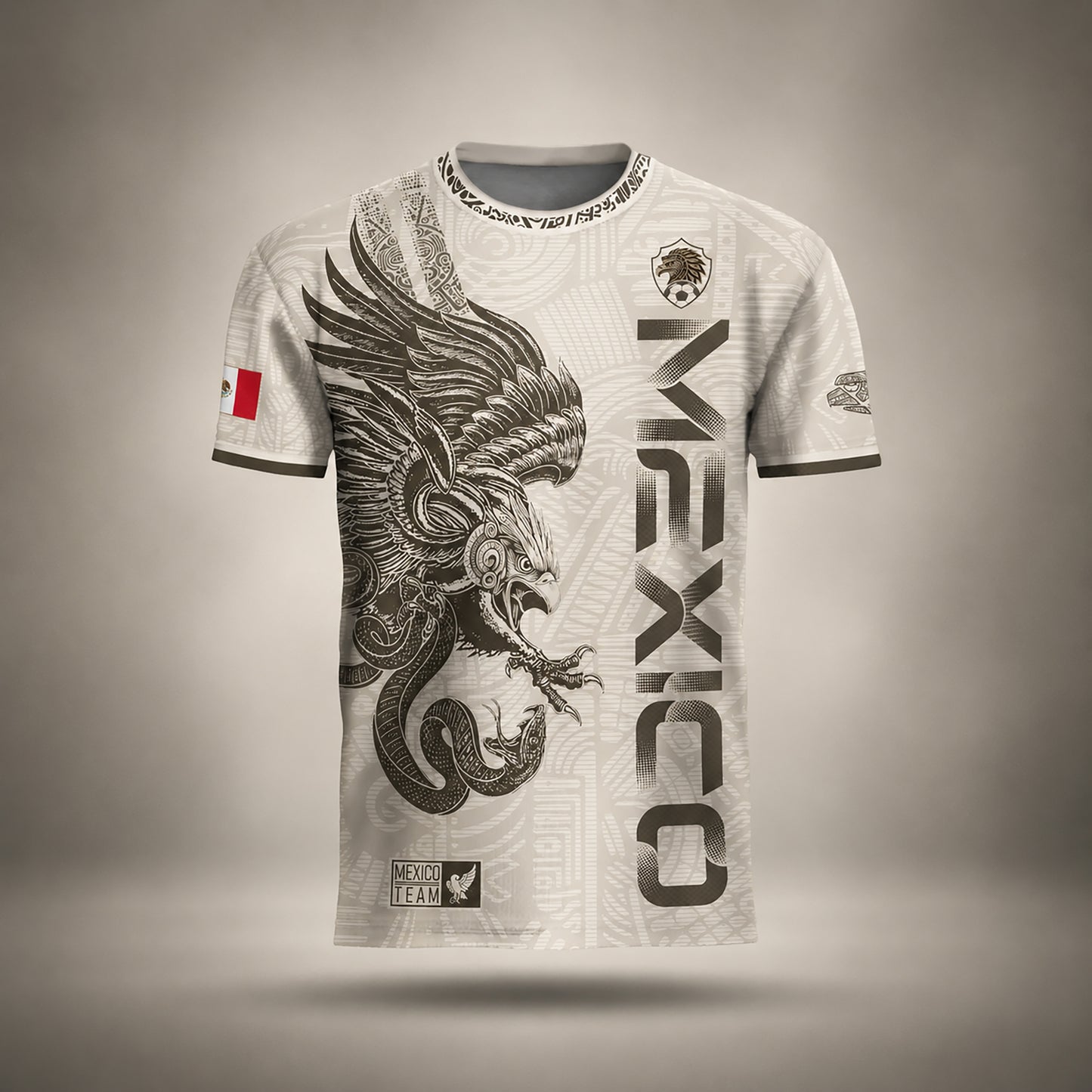 SJ-338-Mexico Concept Soccer Jersey Collection, Aztec Calendar Gold Print Athletic Sportswear Apparel Set FREE SHIPING