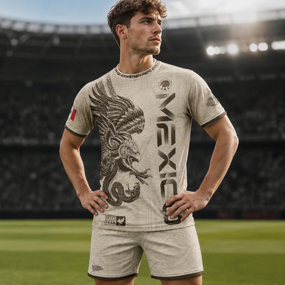 SJ-338-Mexico Concept Soccer Jersey Collection, Aztec Calendar Gold Print Athletic Sportswear Apparel Set FREE SHIPING