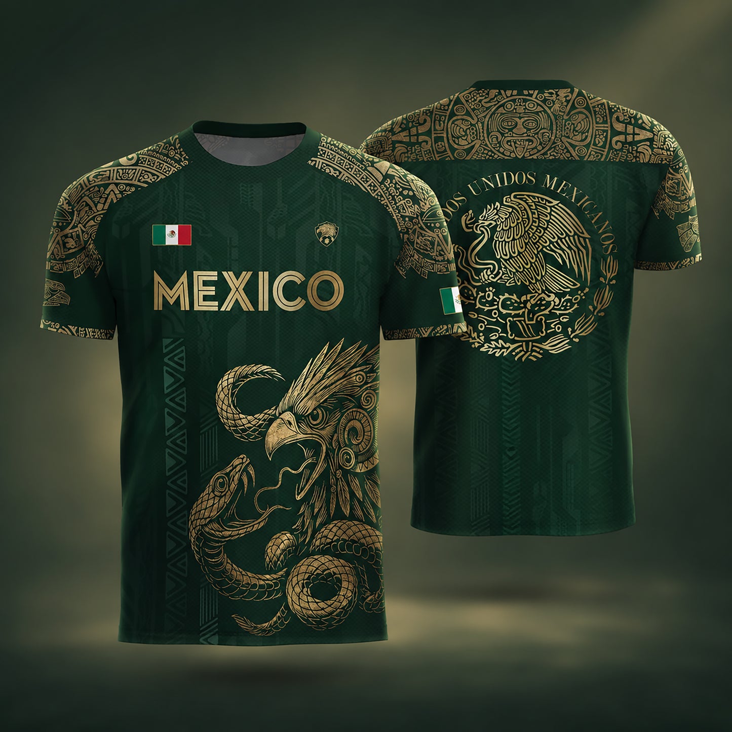 SJ-339-Mexican Pride Warrior Graphic Tee Collection, Premium Aztec Pattern Jersey Top Apparel Pack FREE SHIPING