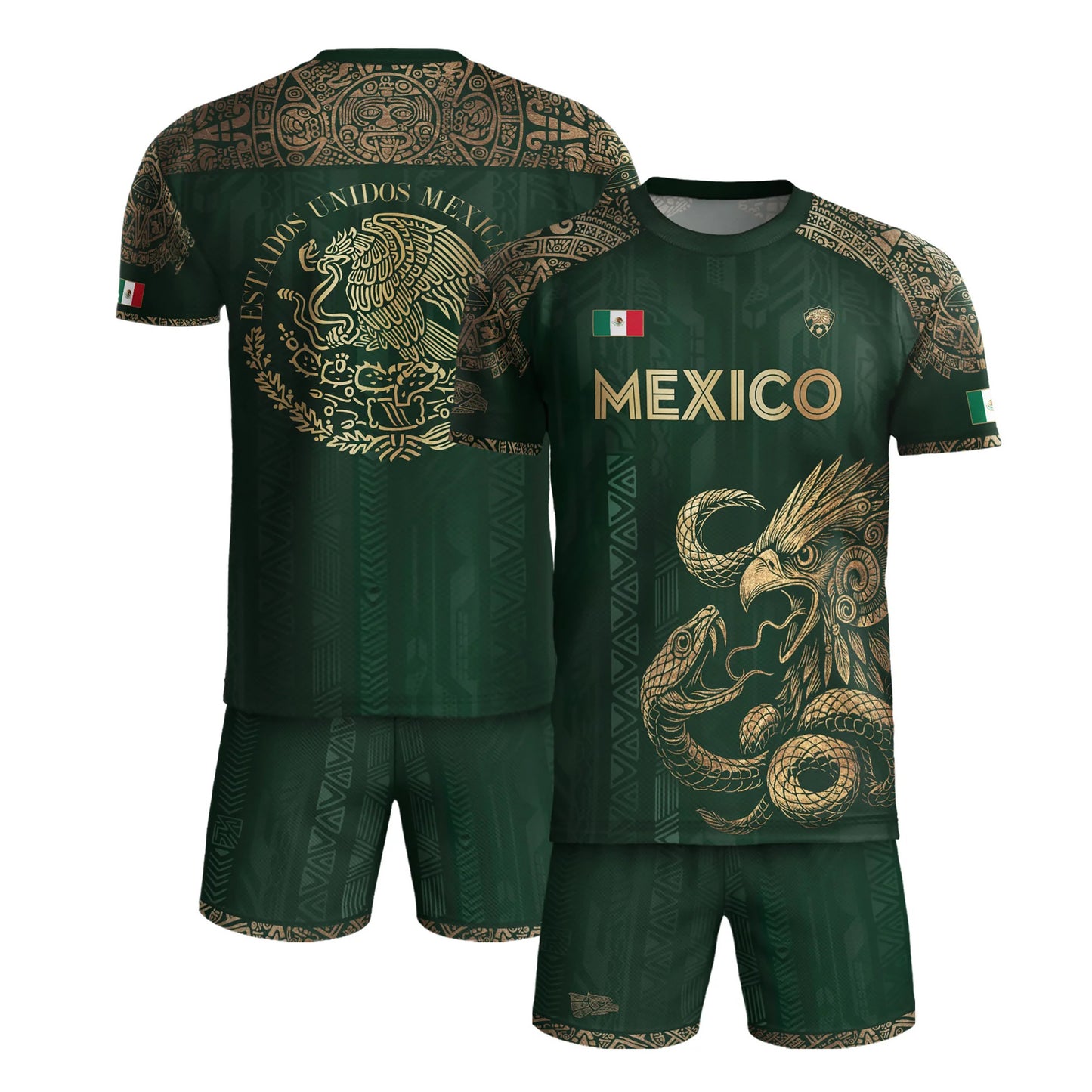 SJ-339-Mexican Pride Warrior Graphic Tee Collection, Premium Aztec Pattern Jersey Top Apparel Pack FREE SHIPING