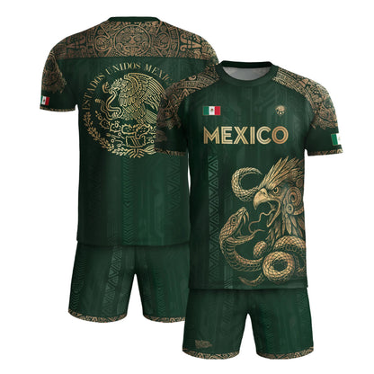 SJ-339-Mexican Pride Warrior Graphic Tee Collection, Premium Aztec Pattern Jersey Top Apparel Pack FREE SHIPING