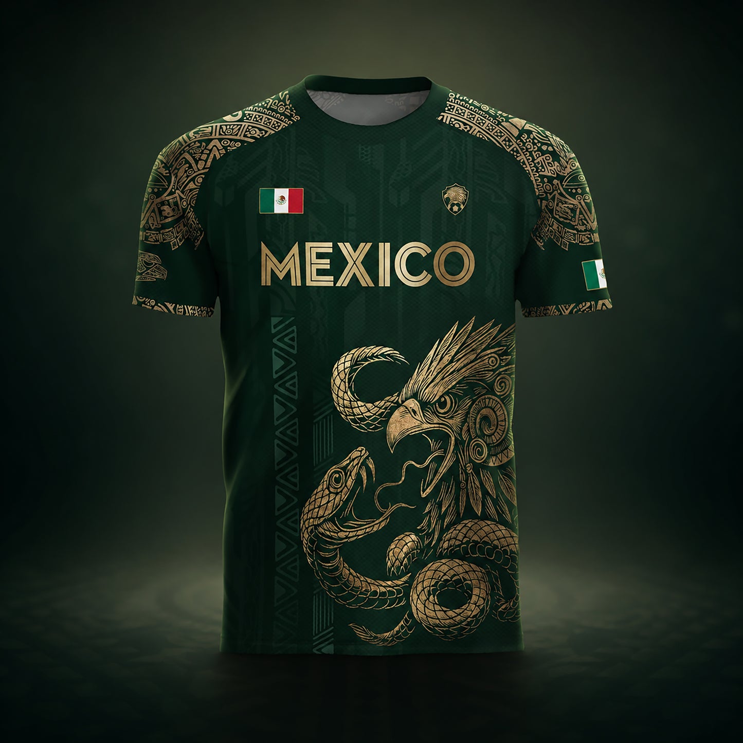 SJ-339-Mexican Pride Warrior Graphic Tee Collection, Premium Aztec Pattern Jersey Top Apparel Pack FREE SHIPING