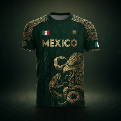 SJ-339-Mexican Pride Warrior Graphic Tee Collection, Premium Aztec Pattern Jersey Top Apparel Pack FREE SHIPING