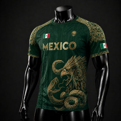 SJ-339-Mexican Pride Warrior Graphic Tee Collection, Premium Aztec Pattern Jersey Top Apparel Pack FREE SHIPING