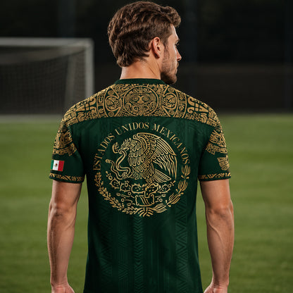 SJ-339-Mexican Pride Warrior Graphic Tee Collection, Premium Aztec Pattern Jersey Top Apparel Pack FREE SHIPING