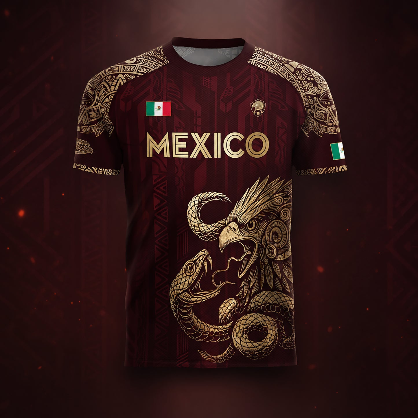 SJ-339-Mexican Pride Warrior Graphic Tee Collection, Premium Aztec Pattern Jersey Top Apparel Pack FREE SHIPING