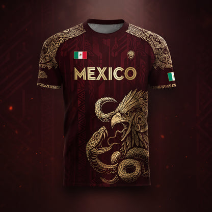 SJ-339-Mexican Pride Warrior Graphic Tee Collection, Premium Aztec Pattern Jersey Top Apparel Pack FREE SHIPING