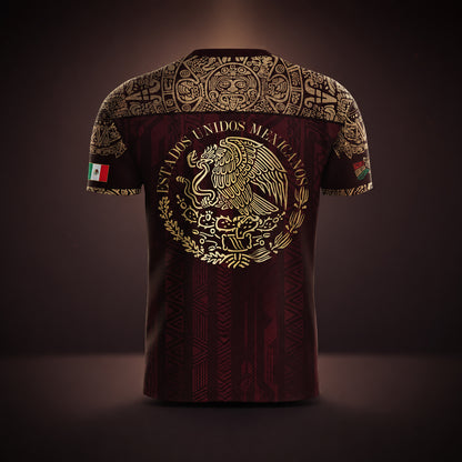 SJ-339-Mexican Pride Warrior Graphic Tee Collection, Premium Aztec Pattern Jersey Top Apparel Pack FREE SHIPING