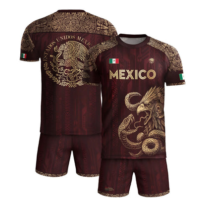 SJ-339-Mexican Pride Warrior Graphic Tee Collection, Premium Aztec Pattern Jersey Top Apparel Pack FREE SHIPING