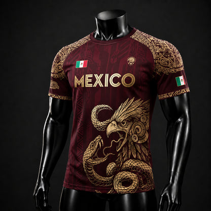SJ-339-Mexican Pride Warrior Graphic Tee Collection, Premium Aztec Pattern Jersey Top Apparel Pack FREE SHIPING