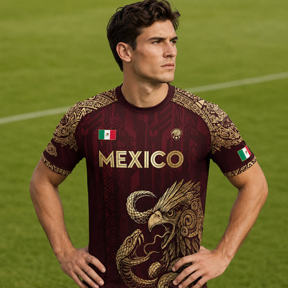 SJ-339-Mexican Pride Warrior Graphic Tee Collection, Premium Aztec Pattern Jersey Top Apparel Pack FREE SHIPING