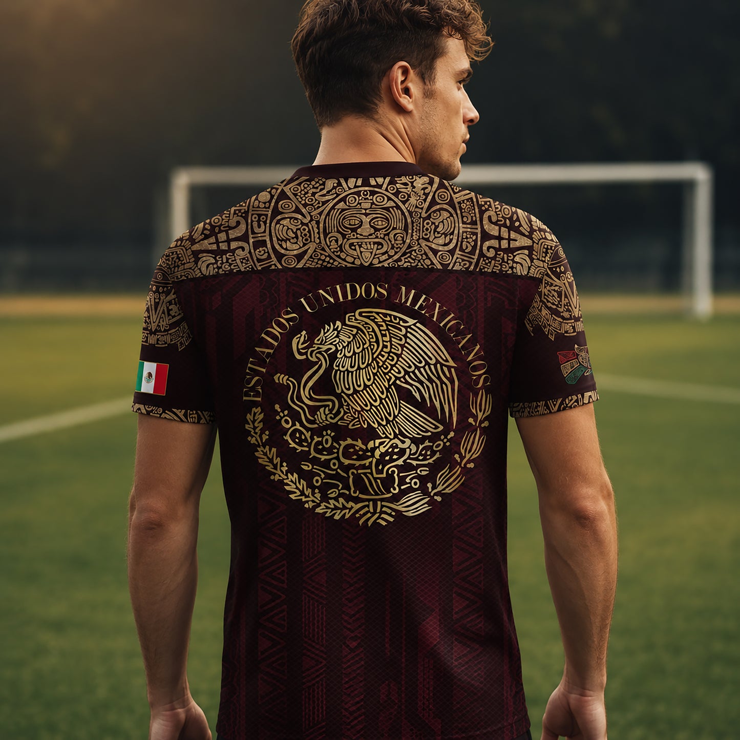 SJ-339-Mexican Pride Warrior Graphic Tee Collection, Premium Aztec Pattern Jersey Top Apparel Pack FREE SHIPING