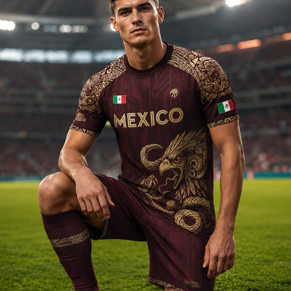 SJ-339-Mexican Pride Warrior Graphic Tee Collection, Premium Aztec Pattern Jersey Top Apparel Pack FREE SHIPING