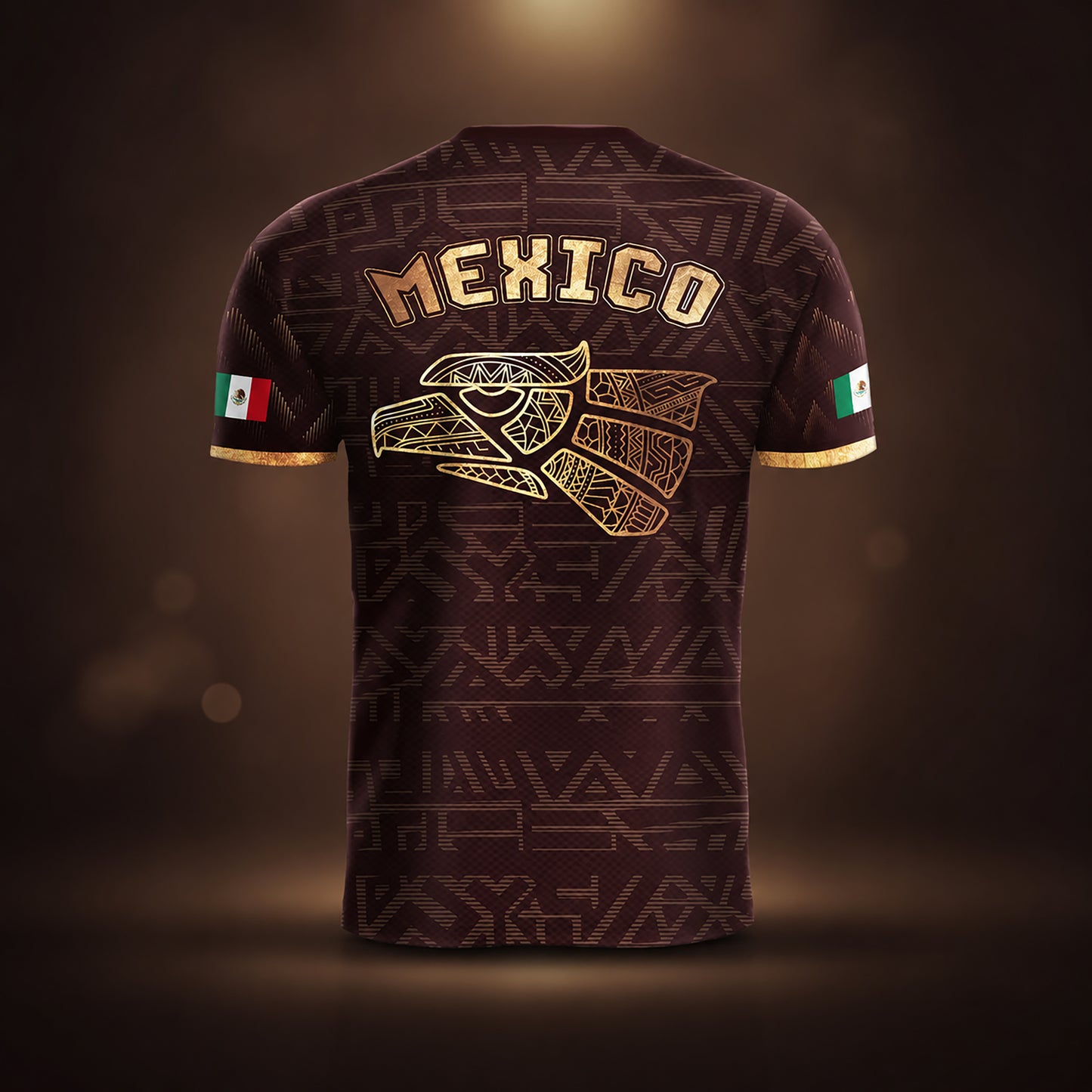 SJ-340-Mexico Aztec Eagle Soccer Jersey Set, Gold Calendar Football Shirts Sportswear Collection FREE SHIPPING