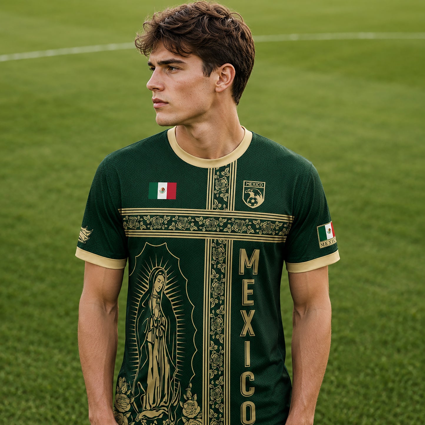 SJ-341-Mexican Culture Graphic Football Set, Vintage Aztec Eagle Pattern Team Jerseys FREE SHIPPING