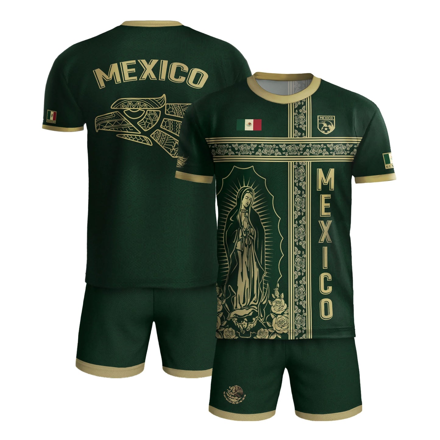 SJ-341-Mexican Culture Graphic Football Set, Vintage Aztec Eagle Pattern Team Jerseys FREE SHIPPING