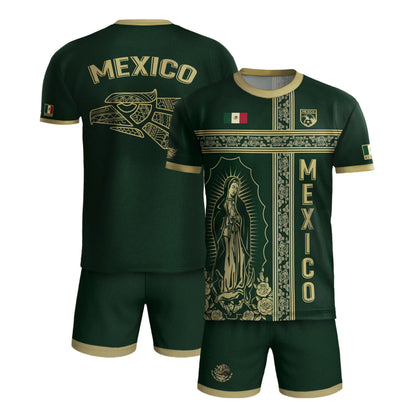 SJ-341-Mexican Culture Graphic Football Set, Vintage Aztec Eagle Pattern Team Jerseys FREE SHIPPING