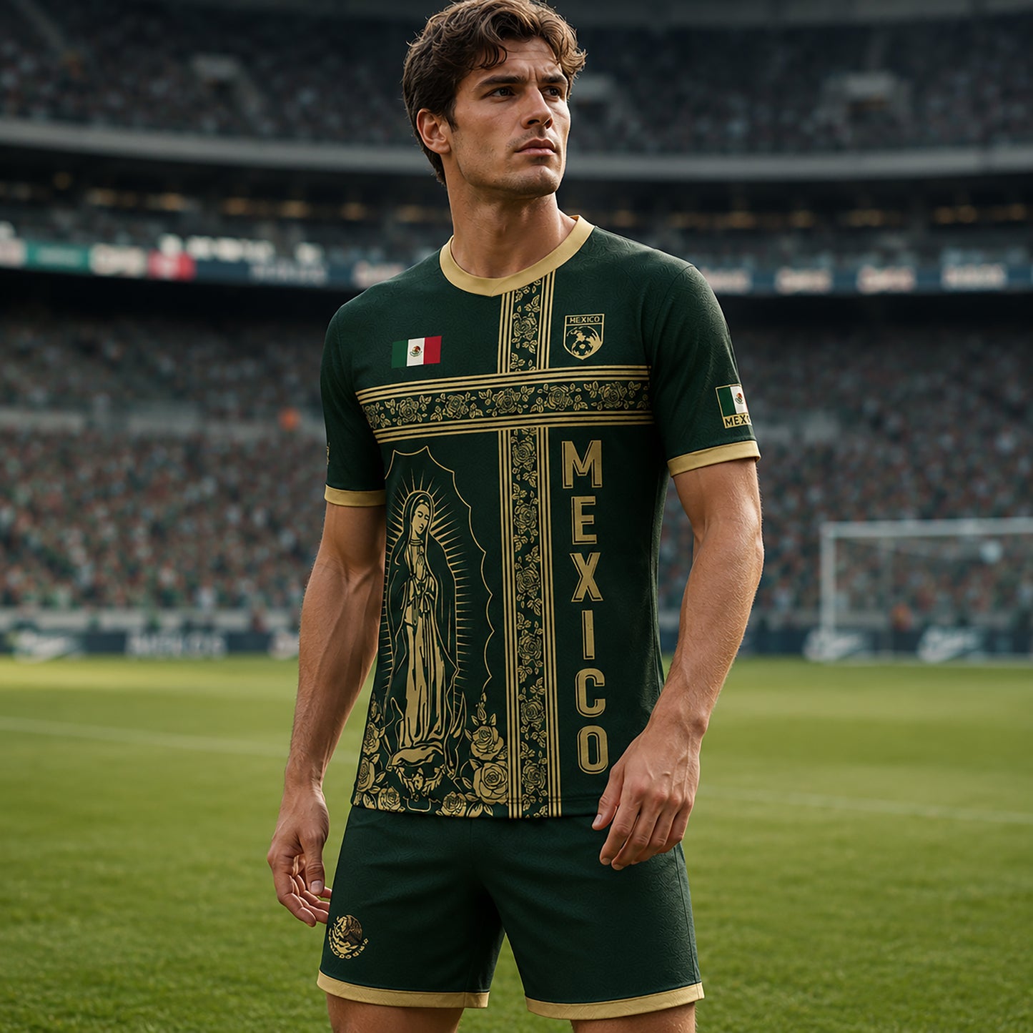 SJ-341-Mexican Culture Graphic Football Set, Vintage Aztec Eagle Pattern Team Jerseys FREE SHIPPING