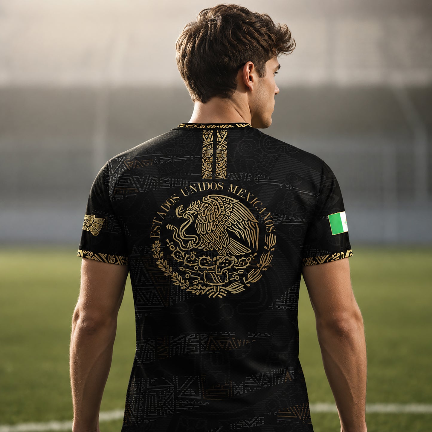 SJ-344-Adult/Youth Mexico Aztec Eagle Soccer Jersey Set, Matching Shorts Graphic Football Sportswear Outfit FREE SHIPPING