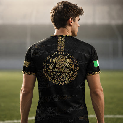 SJ-344-Adult/Youth Mexico Aztec Eagle Soccer Jersey Set, Matching Shorts Graphic Football Sportswear Outfit FREE SHIPPING