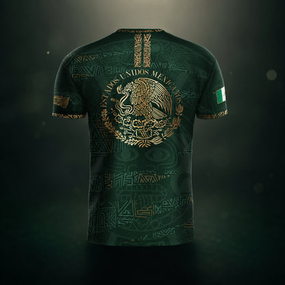 SJ-344-Adult/Youth Mexico Aztec Eagle Soccer Jersey Set, Matching Shorts Graphic Football Sportswear Outfit FREE SHIPPING