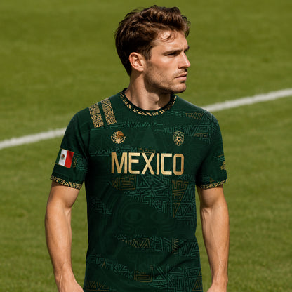 SJ-344-Adult/Youth Mexico Aztec Eagle Soccer Jersey Set, Matching Shorts Graphic Football Sportswear Outfit FREE SHIPPING