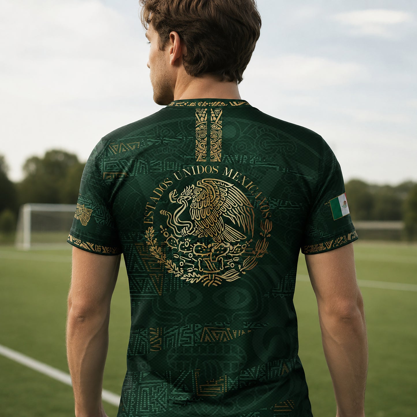 SJ-344-Adult/Youth Mexico Aztec Eagle Soccer Jersey Set, Matching Shorts Graphic Football Sportswear Outfit FREE SHIPPING