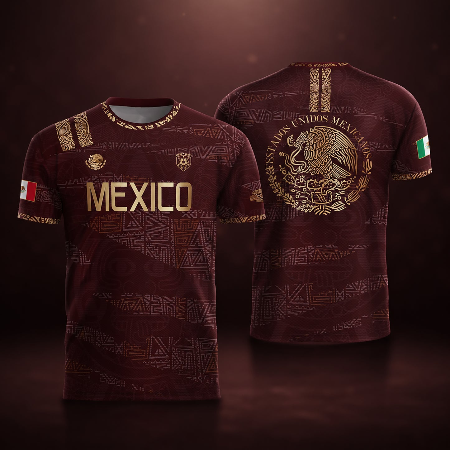 SJ-344-Adult/Youth Mexico Aztec Eagle Soccer Jersey Set, Matching Shorts Graphic Football Sportswear Outfit FREE SHIPPING