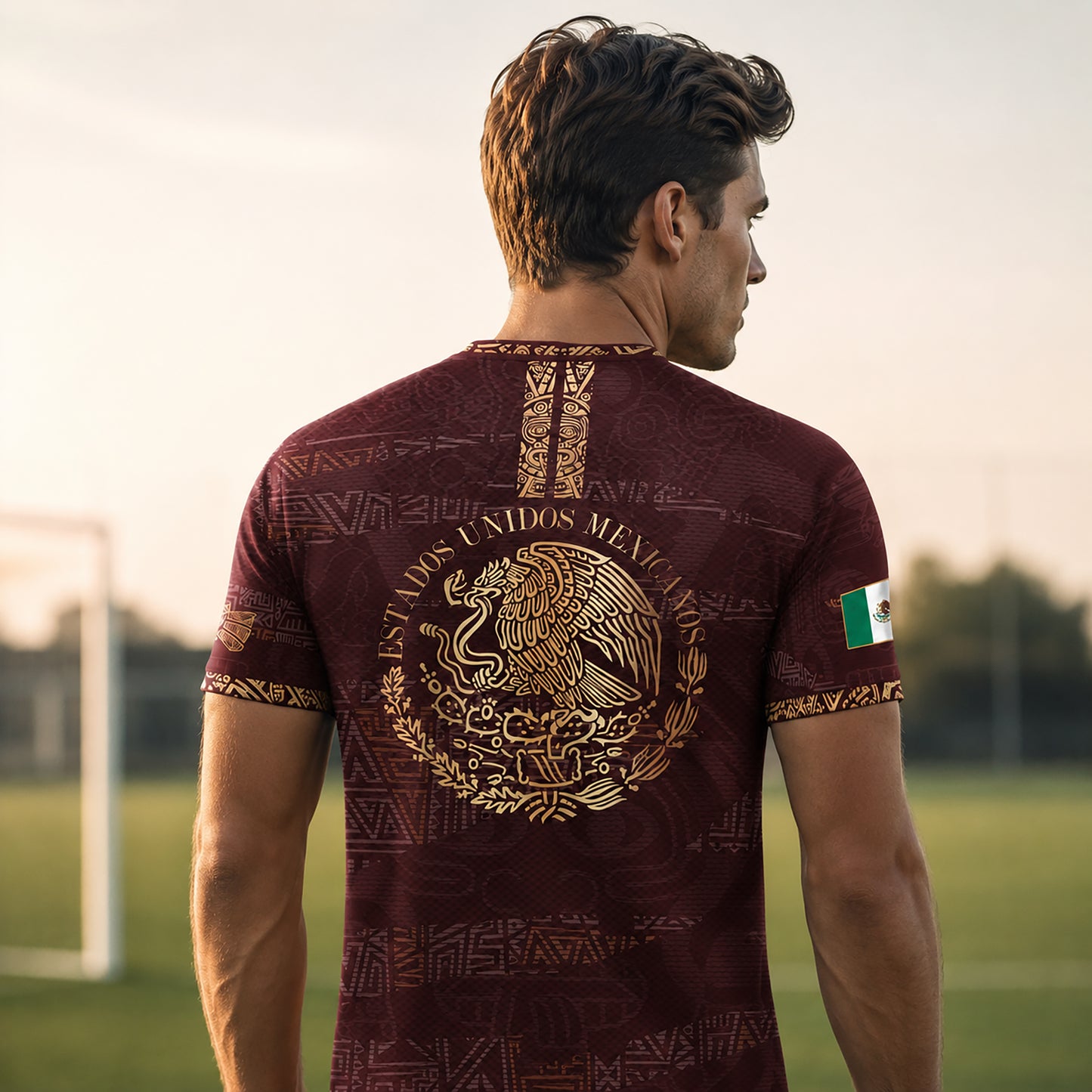 SJ-344-Adult/Youth Mexico Aztec Eagle Soccer Jersey Set, Matching Shorts Graphic Football Sportswear Outfit FREE SHIPPING