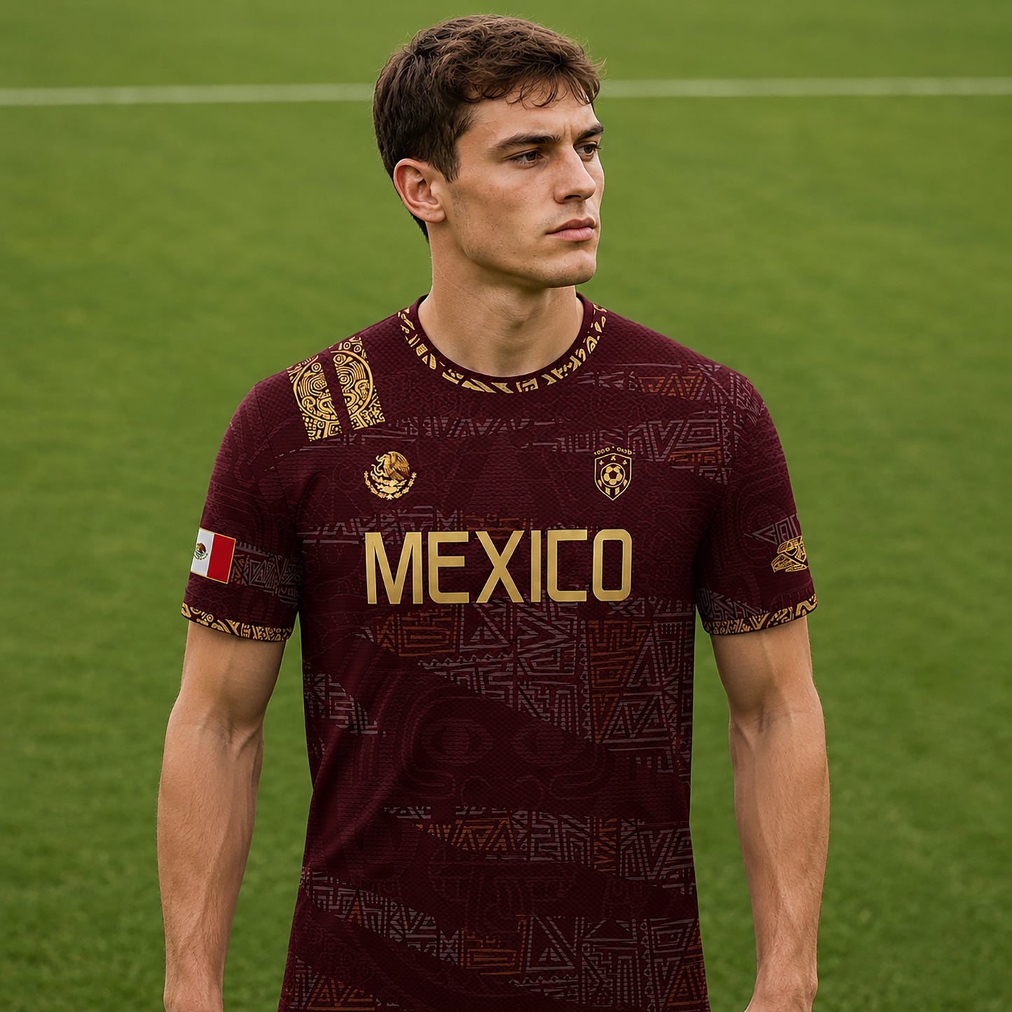 SJ-344-Adult/Youth Mexico Aztec Eagle Soccer Jersey Set, Matching Shorts Graphic Football Sportswear Outfit FREE SHIPPING