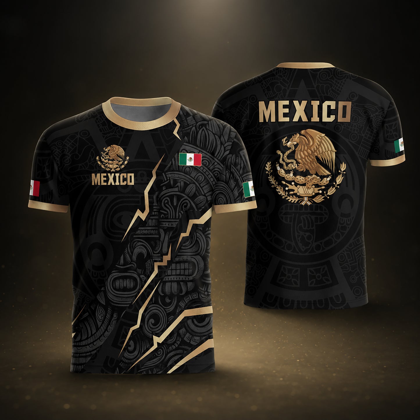 SJ-345-Repeating Mexican Heritage Printed Football Uniform, Shorts Colorful Tribal Warrior Match Day Coordinates FREE SHIPPING