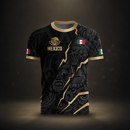 SJ-345-Repeating Mexican Heritage Printed Football Uniform, Shorts Colorful Tribal Warrior Match Day Coordinates FREE SHIPPING