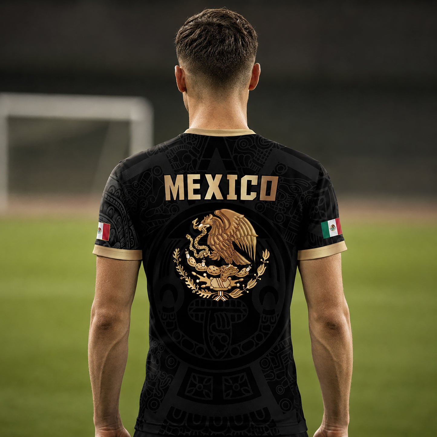 SJ-345-Repeating Mexican Heritage Printed Football Uniform, Shorts Colorful Tribal Warrior Match Day Coordinates FREE SHIPPING